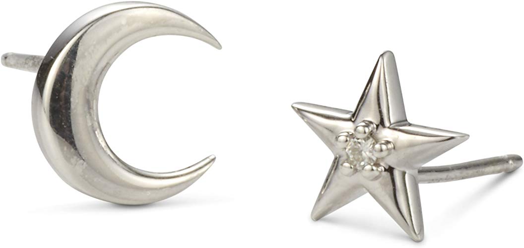 Forever Classic Moissanite Moon and Star Stud Earrings by Charles & Colvard