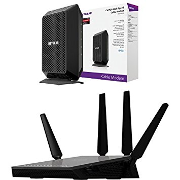 NETGEAR CM700 32x8  DOCSIS 3.0 Cable Modem  Bundle with NETGEAR Nighthawk X4 Ultimate Gaming Router - AC2350 4X4 MU-MIMO Dual Band WiFi Gigabit Router (R7500v2) with Open Source Support