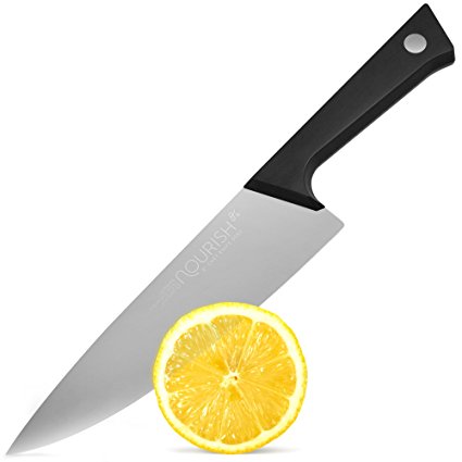 Nourish German Steel Professional Chef Knife: Ergonomic Handle, Durable Kitchen Knives w/ Balanced Design