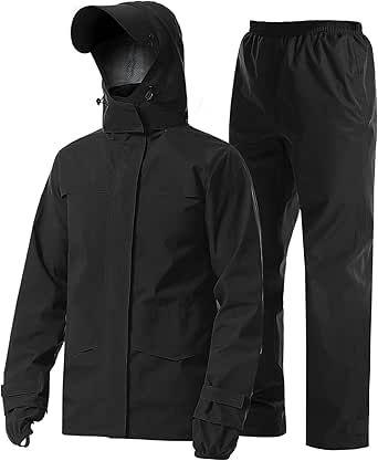 iCreek Men's Rain Suit Waterproof Rain jacket Breathable Lightweight Raincoat with Hooded Rain Gear for Leisure, Outdoor