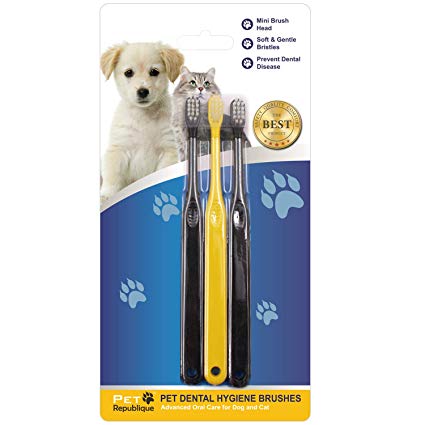 Pet Republique Cat & Dog Toothbrush Series Pack of 6 or 3 – Finger Toothbrushes, Handle Toothbrushes for Dogs, Cats, Most Pets