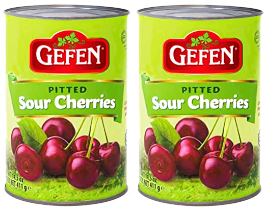 Gefen Pitted Sour Tart Cherries 14.5 oz (2 PACK) In Water, Two Ingredients Only, Nothing Artificial, Gluten Free, Premium Quality!