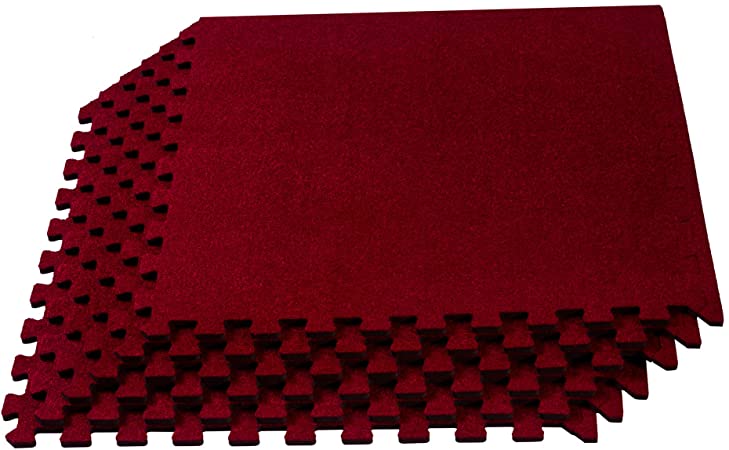 We Sell Mats 3/8 Inch Thick Interlocking Foam Carpet Tiles, Durable Carpet Squares, Anti-Fatigue Support for Home, Office, or Classroom Use , 24 in x 24 in