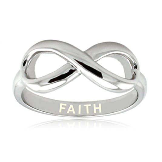 Sterling Silver Faith Engraved Infinity Ring