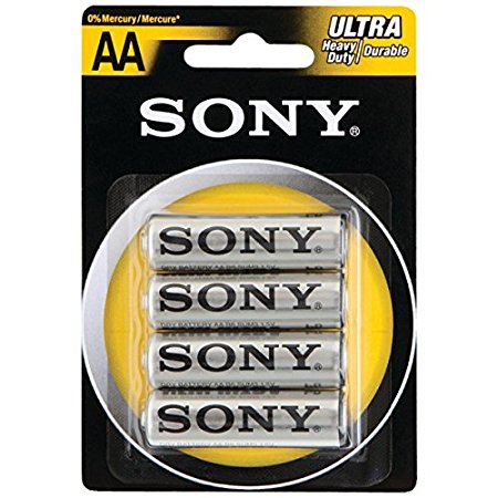 SONY S-SUM3NUB4A Heavy-Duty Carbon Zinc Batteries (AA, 4 Pack)