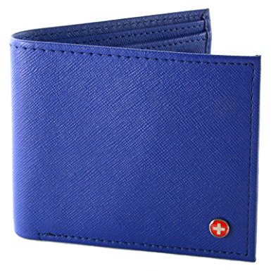 Alpine Swiss Mens Leather Bifold Wallet with Coin Pocket Purse Pouch & 2 Bill Sections