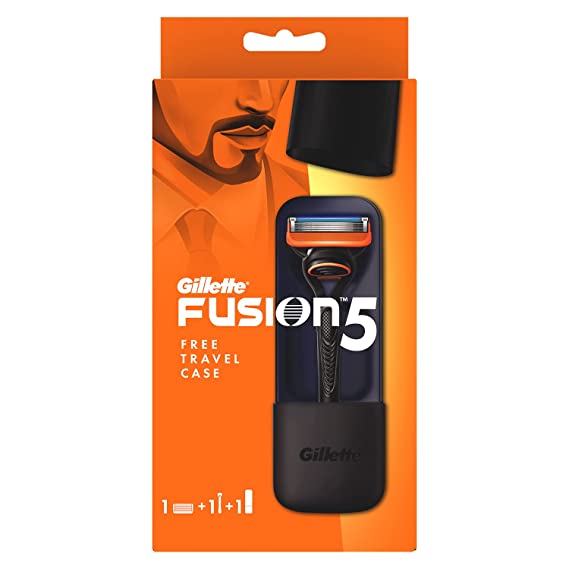 Gillette Fusion Manual Razor for Men with Free Travel Case (Limited Time Offer) for Perfect Shave and Perfect Beard Shape