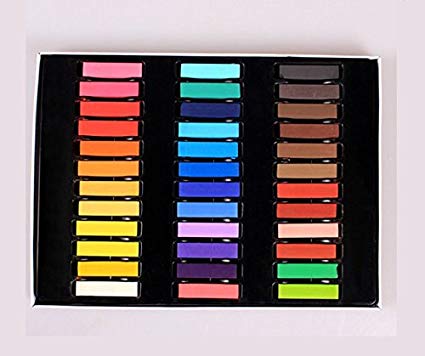 Toysntrendz® Quality Nontoxic Temporary Hair Chalk Colour Dye Soft Pastels DIY Kit - 12 ,24, 36 Colour Pack Available (36)