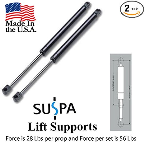 Suspa C16-02622 C1602622 17" Gas Prop, Quantity (2), Force is 28 Lbs per prop and Force per set is 56 Lbs, Suspa recommends to replace both struts at the same time, Camper Rear Window, Tonneau Cover Lift Supports, Window Lift Support, Struts, Made in USA