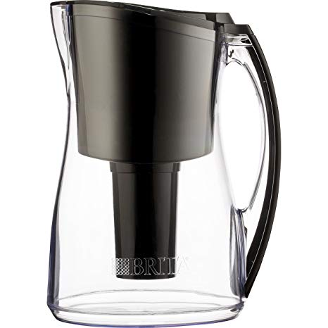 Brita Marina Water Filter Pitcher with 1 Replacement Filter, Black, 8 Cup