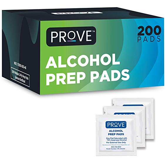 Prove Sterile Alcohol Prep Pads | 200 Wipes | Medium 2-Ply Wipes