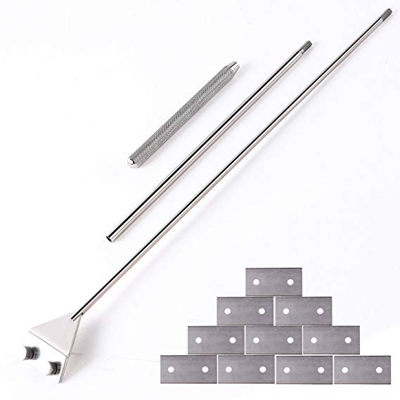 Stainless Steel Algae Scraper Cleaner with 10 Right Angle Blades for Aquarium Fish Plant Glass Tank, 25.5 inch Length