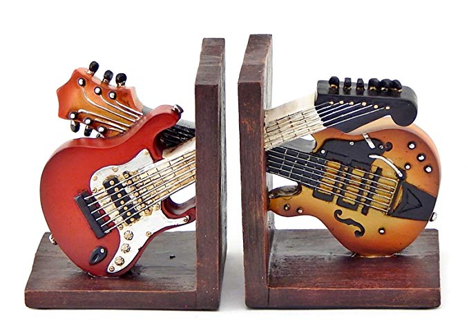 Bellaa 26249 Bookends Vintage Guitar Music Books Holder Gifts