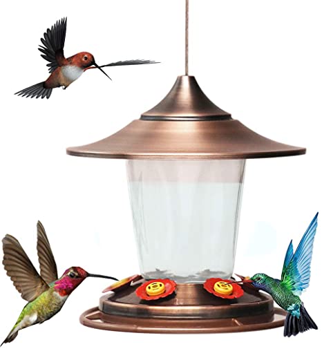Nature's Rhythm Bird Feeder Antique Copper Glass 6 Feeding Stations Glass Hummingbird Feeders