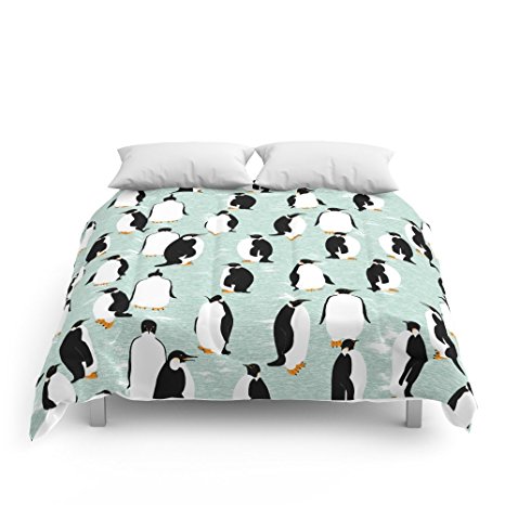 Society6 Penguins Go With The Floe Comforters King: 104" x 88"