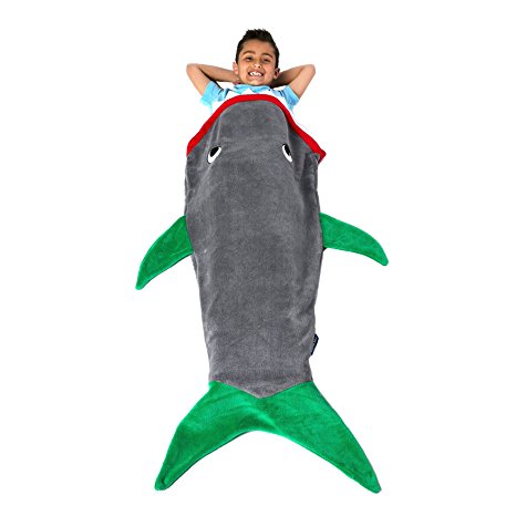 The Original Shark Blanket for Kids from Blankie Tails (Gray and Green)