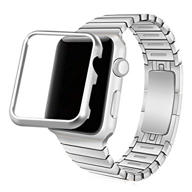 Apple Watch Band with Protective Case(42MM), Bandmax Stainless Steel Adjustable Link Bracelet Strap for Apple Watch/Watch Sport/Watch Edition