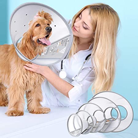 KITAINE Pet Recovery Dog Cones Cat Cones After Surgery Adjustable Breathable Upgrade Dog Cone Collar Soft Neckline Plastic Comfy Elizabethan E-Collar for Dog Cat Wound Heal