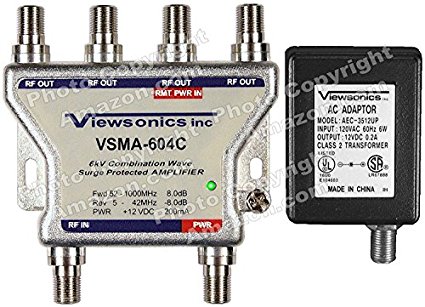 Viewsonics VSMA-604C 4-Port Professional Cable TV HDTV Signal Booster/Amplifier (Retail Package)