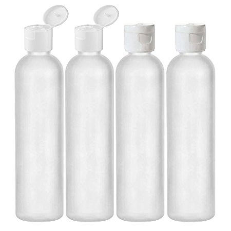 Moyo Natural Labs 8 Oz HDPE Flip Cap Empty Squeezable Empty Container BPA Free Reusable Refillable Bottle Made in USA 8 oz Empty Bottle Pack of Four