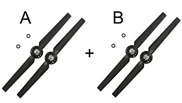 2 Pack Yuneec Black Propeller Sets / Rotor Blades A and B (YUNQ4K115A) (YUNQ4K115B), For Q500 4K, Q500, Q500  Quadcopter, Clockwise and Counter-Clockwise Rotation