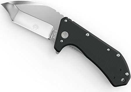 Off-Grid Knives - Spring Assisted Hawkbill Tanto Flipper Knife, AUS-8 Blade, Textured G10 Handle