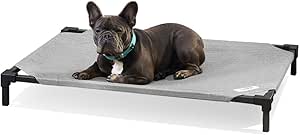 Coolaroo Cooling Elevated Dog Bed PRO Medium, Fits in 42in Crate, Easy Assembly Frame, Steel Grey