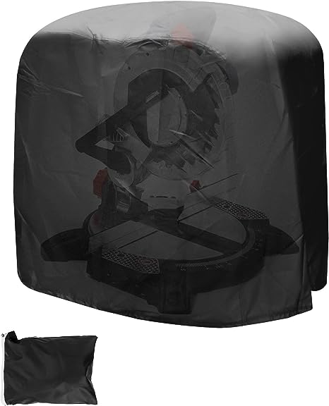 QWORK Dustproof Miter Saw Cover, 210D Oxford Cloth with Bottom Drawcord Fits Most Miter Saws, Planers, Machine Tools, Rustproof and Waterproof, Black