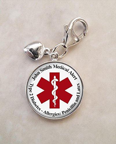 Medical Alert Your Custom Text .925 Sterling Silver Charm