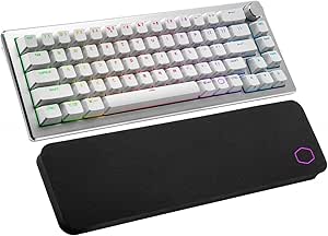 Cooler Master CK721 65% Hybrid Wireless 2.4GHz/Bluetooth Silver/White Mechanical Gaming Keyboard, Linear Red Switches, Customizable RGB, Ergonomic Design, 3-Way Dial (CK-721-SKTR1-US)