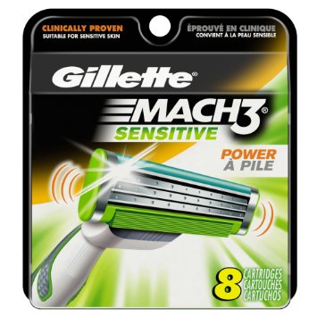 Gillette Mach3 Sensitive Power Men's Razor Blade Refills 8 Count (packaging may vary)