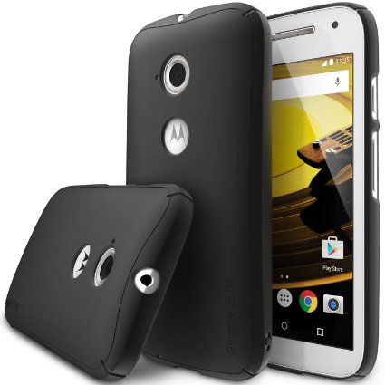 Moto E 2015 Case - Ringke SLIM Top and Bottom Coverage BLACKFREE HD Clarity Film Advanced Dual Coating Technology All Around Protection Hard Case for Motorola Moto E 2015 - ECO Package