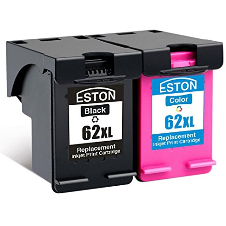 ESTON 2 Pack #62 XL Black/Color Ink for HP ENVY 5640 ENVY 5642 ENVY 5643 ENVY 5644