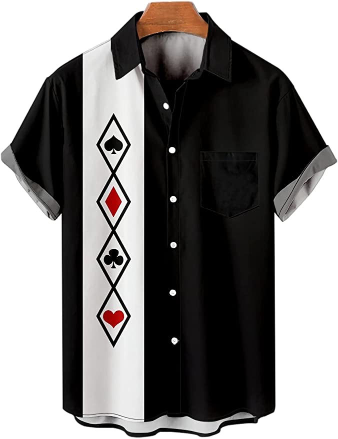 Hawaiian Bowling Shirts for Men Short Sleeve Printed Regular Fit Summer Beach Casual Button Down Aloha Shirts