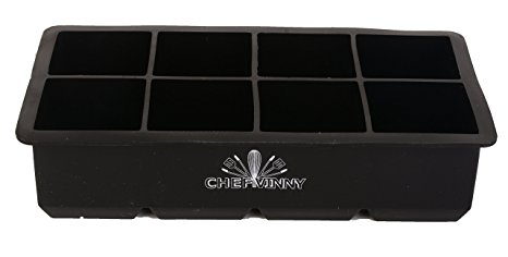 Chef Vinny Classic King Size Ice Cube Tray (8 Cube, Black)