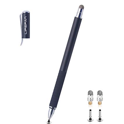 [2nd Gen] LifeFan Stylus High Precise 2-in-1 Double End with Replacement Tips (1 Pack/Black)