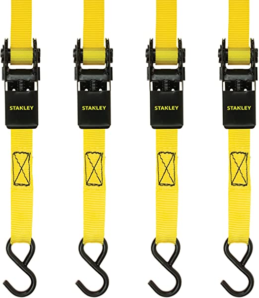 Stanley S9500 4-Pack (1in. x 10 ft.) Ratchet Straps / 900 lb. Break Strength Light Cargo Hauling