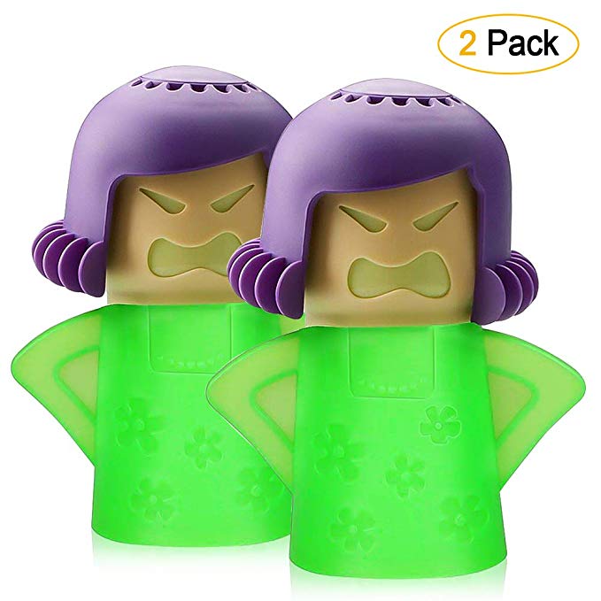 Angry Mama Microwave Cleaner - Angry Mom Mad Creay Mama Microwave Oven Cleaner High Temperature Steam Cleaning Equipment Tool Easily Crud Steam Cleans Add Vinegar and Water for Kitchen (Green-2 pack)