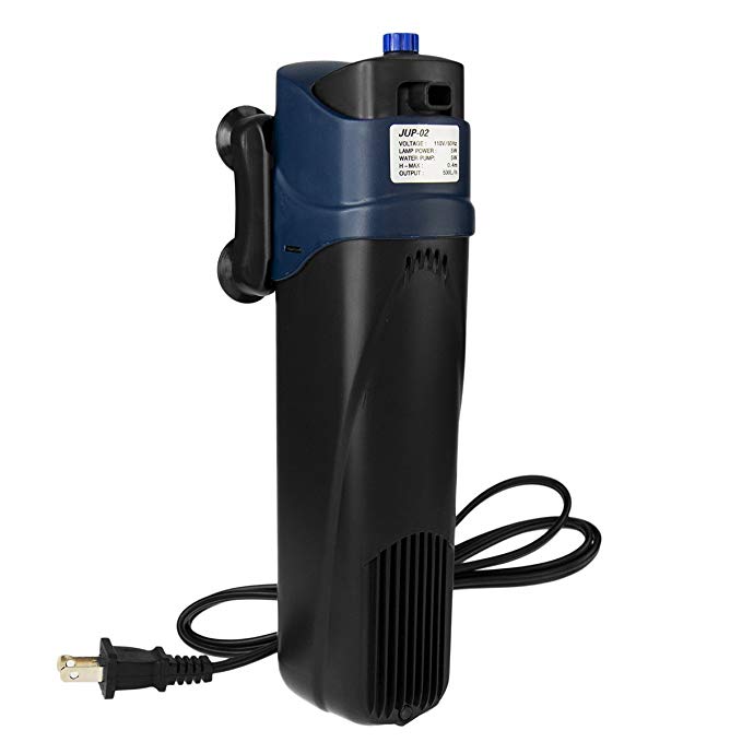 SUN Jup-02 5W Uv Sterilizer Submersible Filter Pump for Aquarium, 40 gal