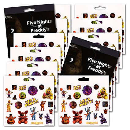 Five Nights at Freddy's Party Favors - Bundle of 12 Sheets 240  Stickers!