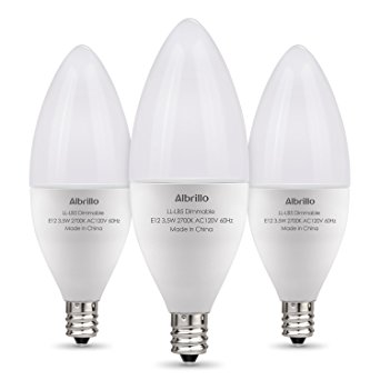 Albrillo E12 Bulb Dimmable LED Light Bulbs, 40 Watt Incandescent Equivalent, Warm White 2700K, 3 Pack