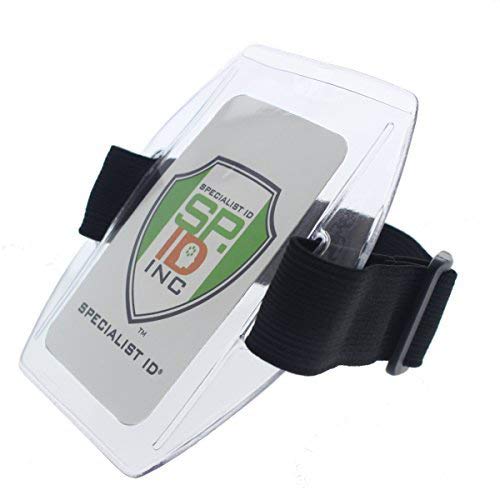 Armband Badge Holder with Black Adjustable Elastic Arm Band & Hook and Loop Fastener by Specialist ID