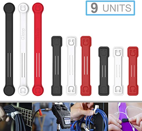 CLOOP Cord Keeper – 3 Small, 3 Large & 3 XL Set Magnetic Cable Organizer – Charging Cord Organizer – Ideal for Cable Management, Headphones, USB, Home Appliance, Charger – Patented – (Assorted Colors)