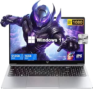 Laptop, 2024 Gaming Laptop Computer with Intel N150 Processor(Up to 3.6GHz), 16GB DDR4 512GB SSD, Windows 11 Laptop, 15.6" IPS 1080P, Metal Shell, USB3.2, Long Battery Life