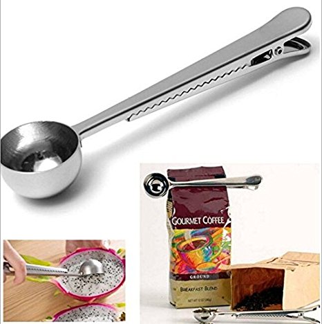 Coffee Scoop Made From Efly Premium Stainless Steel Coffee Scoops and Tea Scoop with Integrated Bag Clip