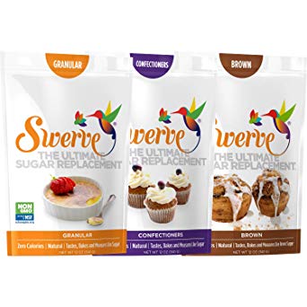Swerve Sweetener, Baker's Trio, Granular 12 oz, Confectioners 12 oz, and Brown 12 oz, 3 pack