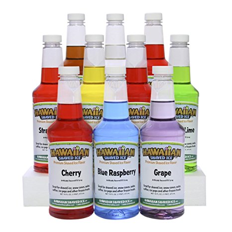 Hawaiian Shaved Ice 10 Flavor Pack of Snow Cone Syrup, 10 Pints