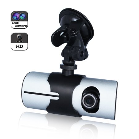 Lecmal Hd R300 27 140 Dual Lens Car DVR Dash CAM Camcorder  Vehicle Camera Video Recorder with GPS Logger G-sensor  Support High-Capacity Micro TF Card in Black