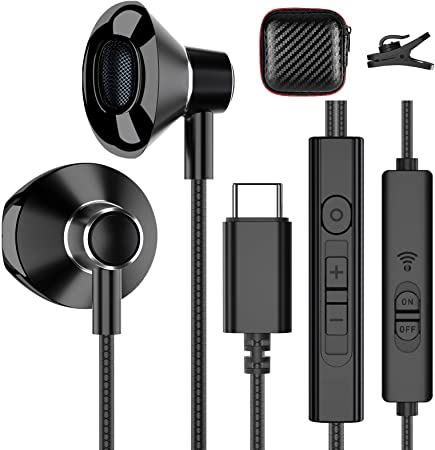 USB C Headphone, Type C Wired Earbuds with Mic Mute Button for Google Pixel 6 Pro Samsung S22 S21 S20 FE Note 20 Earphones HiFi Stereo in-Ear Headset for iPad Mini 6th Galaxy Z Flip 3 OnePlus 9 10 Pro