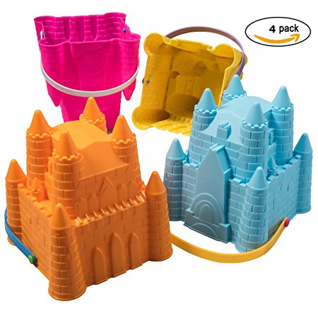 ToyZe® Sand Castle Pail Buckets, Beach Pails, Sand Mold Pails, 8" Inch Pack of 4